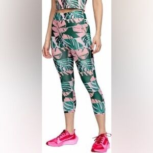 Nike Dri-Fit Fast Crop Running Tight Fit Botanical Legging Women's Size …